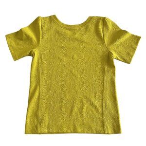 Loft Neon Yellow/Green textured knit short sleeve stretchy top Sz S